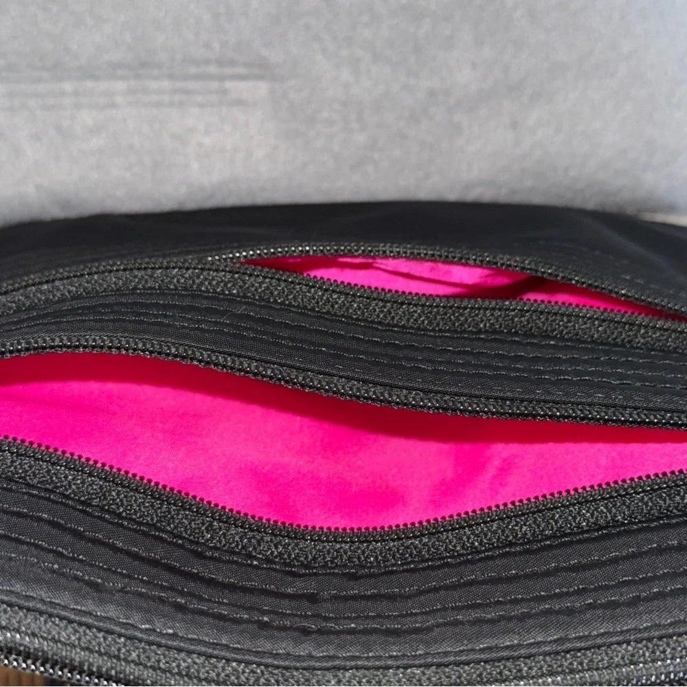 Dooney & Bourke Black‎ Nylon Small Crossbody Bag Hot pink inside 3 zip pockets